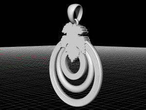 leaf pendant with diamond 3D Print Model