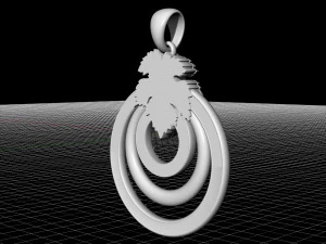 leaf pendant with diamond 3D Print Model