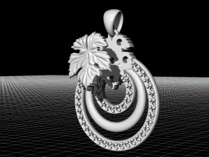 leaf pendant with diamond 3D Print Model