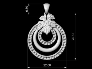 leaf pendant with diamond 3D Print Model