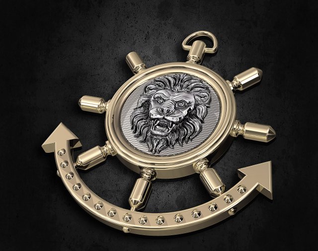 lion in wheel pendant Model do druku 3D .c4d .max .obj .3ds .fbx .stl .blend 