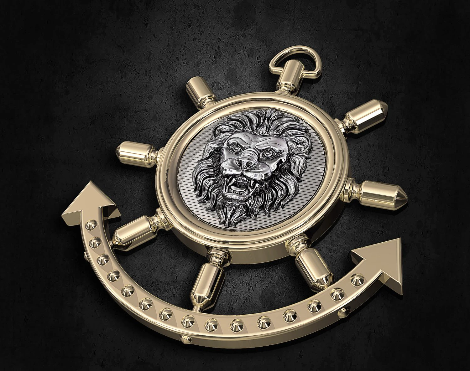 lion in wheel pendant 3D Print Model .c4d .max .obj .3ds .fbx .stl .blend