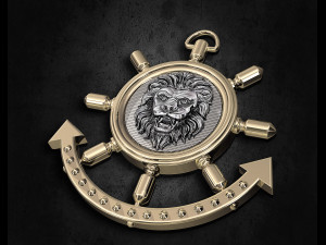 lion in wheel pendant 3D Print Model