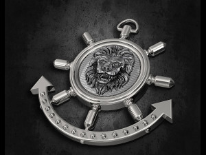 lion in wheel pendant Model do druku 3D