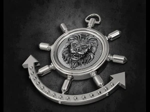 lion in wheel pendant 3D Print Model