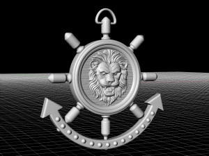 lion in wheel pendant Model do druku 3D