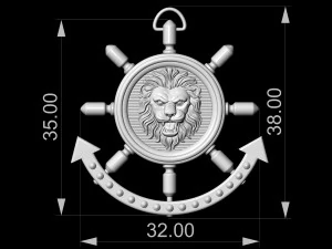 lion in wheel pendant 3D Print Model