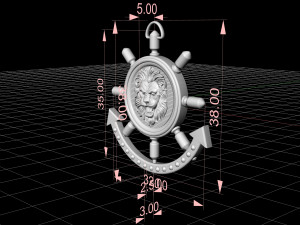 lion in wheel pendant Model do druku 3D