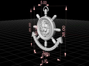 lion in wheel pendant 3D Print Model