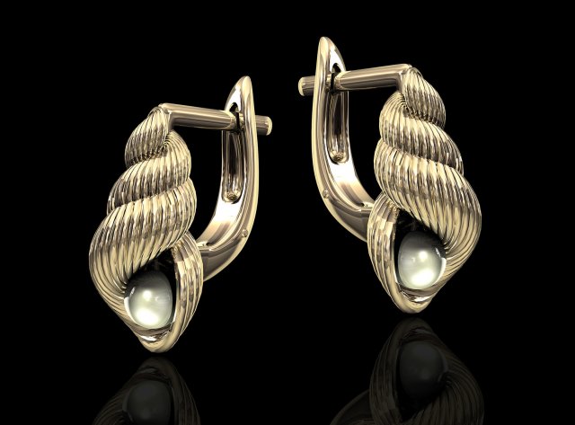 shell with pearl earrings Modelo de impresión 3D .c4d .max .obj .3ds .fbx .stl .blend 