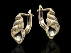 shell with pearl earrings Modello di stampa 3D