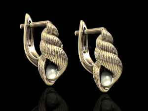 shell with pearl earrings Modelo de impresión 3D
