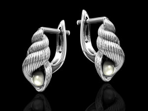shell with pearl earrings Modelo de impresión 3D