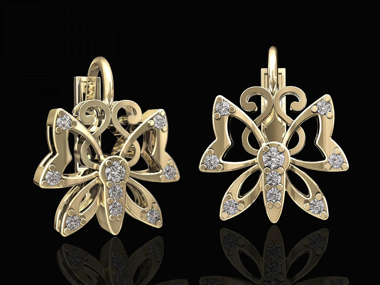 butterfly earrings 3D Print Model .c4d .max .obj .3ds .fbx .stl .blend