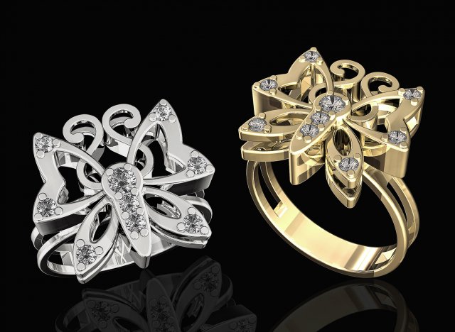 butterfly ring 3D 打印模型 .c4d .max .obj .3ds .fbx .stl .blend 