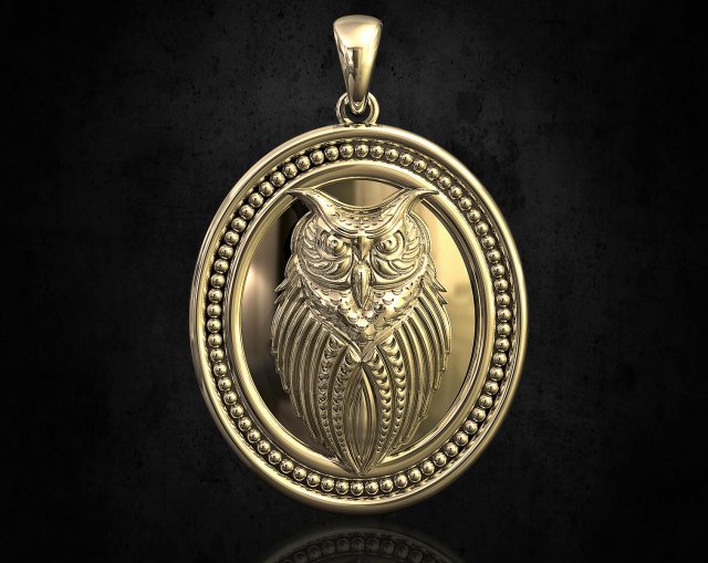 rough owl pendant 3D 打印模型 .c4d .max .obj .3ds .fbx .stl .blend 