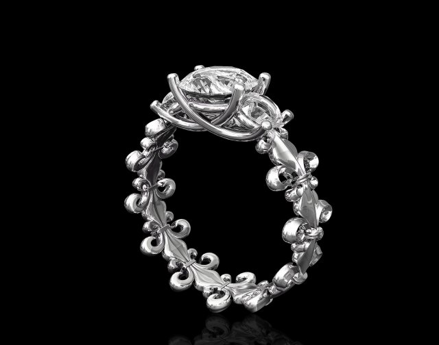 fleur lis ring 3D Print Model .c4d .max .obj .3ds .fbx .stl .blend 
