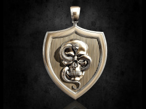 skull with snake pendant 3D Print Model