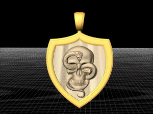 skull with snake pendant 3D Print Model