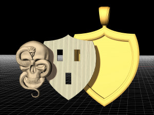 skull with snake pendant 3D Print Model