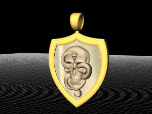 skull with snake pendant 3D Print Model