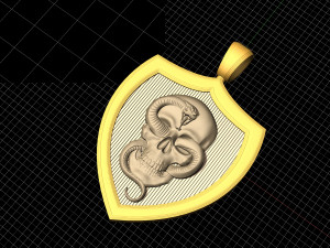 skull with snake pendant 3D Print Model