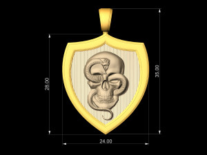 skull with snake pendant 3D Print Model