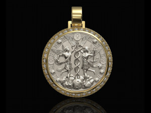 gemini with caduceus pendant - zodiac 3D प्रिंट मॉडल