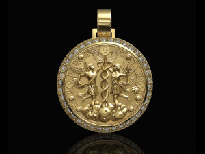 gemini with caduceus pendant - zodiac 3D प्रिंट मॉडल