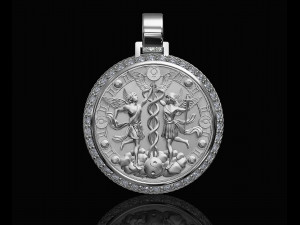 gemini with caduceus pendant - zodiac 3D प्रिंट मॉडल