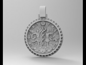 gemini with caduceus pendant - zodiac 3D प्रिंट मॉडल