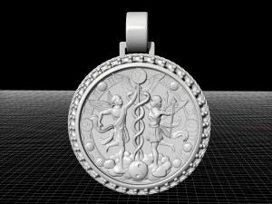 gemini with caduceus pendant - zodiac 3D प्रिंट मॉडल