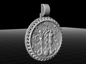 gemini with caduceus pendant - zodiac 3D प्रिंट मॉडल