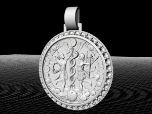 gemini with caduceus pendant - zodiac 3D प्रिंट मॉडल