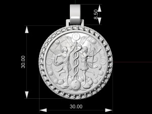 gemini with caduceus pendant - zodiac 3D प्रिंट मॉडल