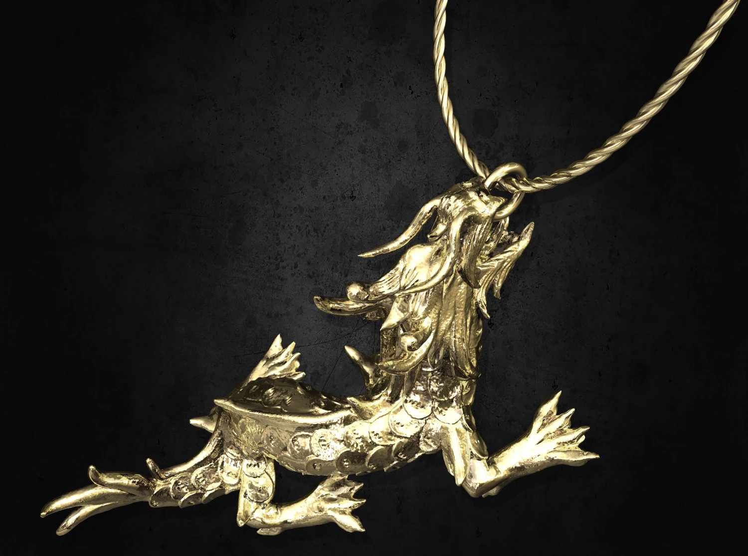 angry dragon pendant 3D Print Model .c4d .max .obj .3ds .fbx .stl .blend 