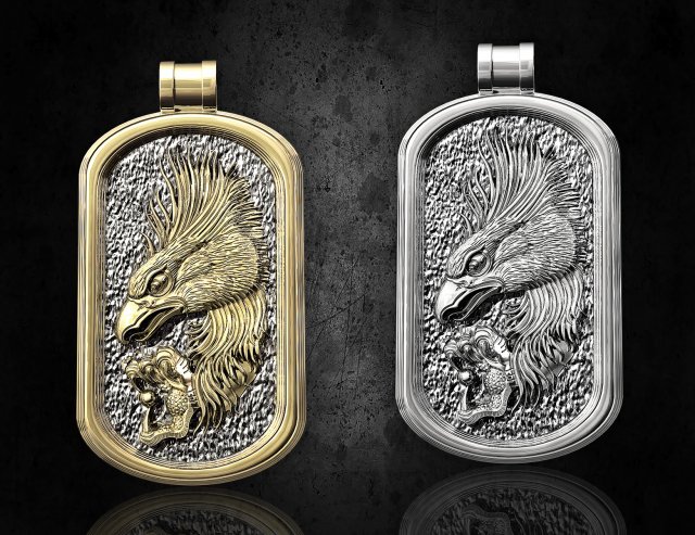 eagle with pearl pendant 3D Baskı Modeli .c4d .max .obj .3ds .fbx .stl .blend 
