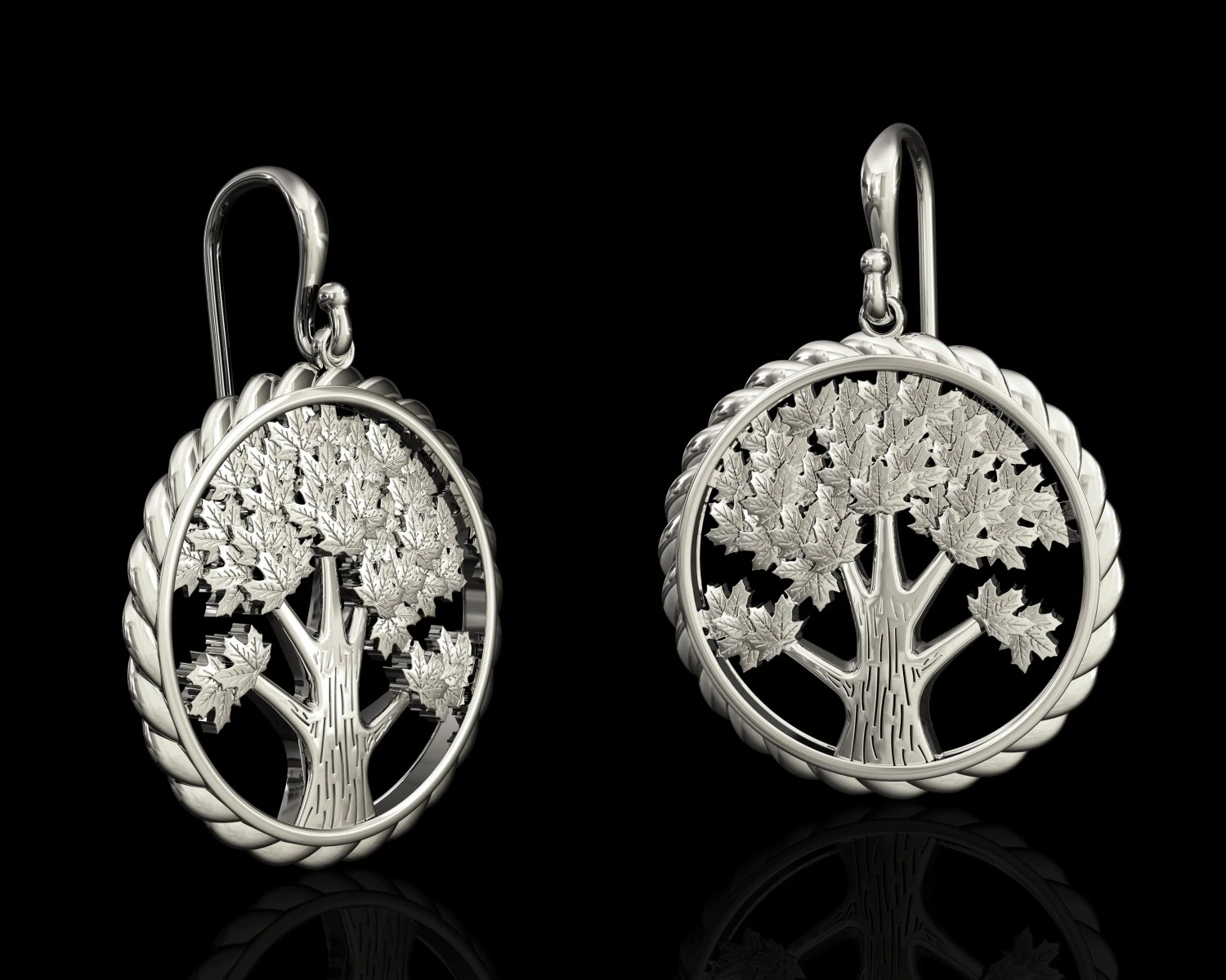 tree earrings 3D Print Model .c4d .max .obj .3ds .fbx .stl .blend 