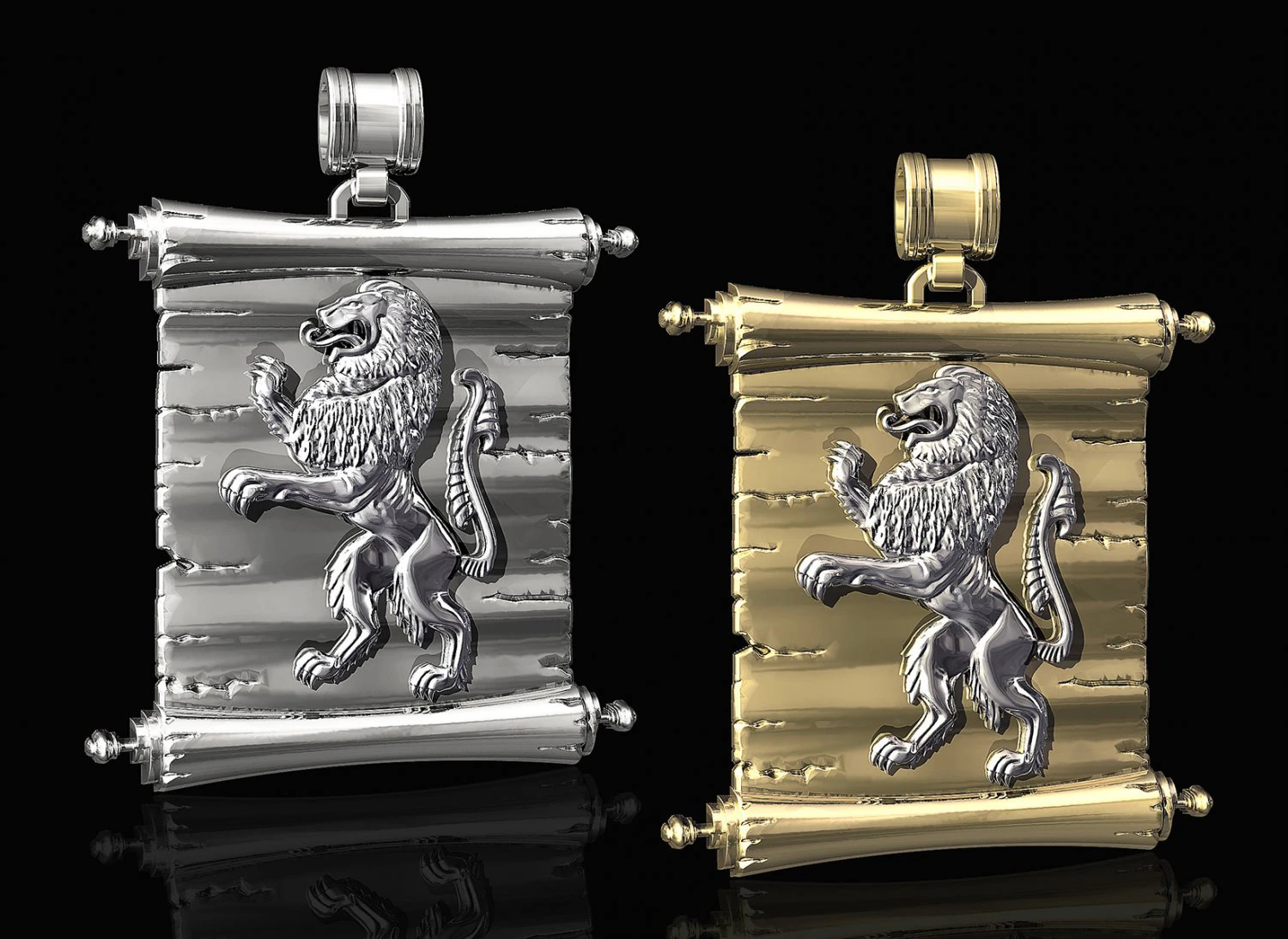 lion-heraldic-with parchment 3D Print Model .c4d .max .obj .3ds .fbx .stl .blend 