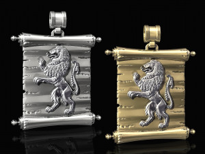 lion-heraldic-with parchment Modèles 3D en vedette