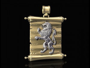 lion-heraldic-with parchment Model do druku 3D