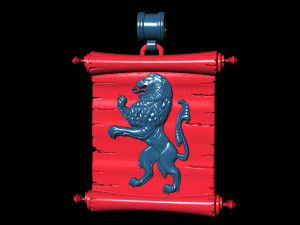 lion-heraldic-with parchment Model do druku 3D