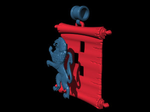 lion-heraldic-with parchment Model do druku 3D