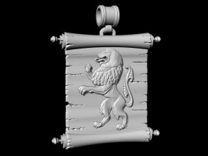 lion-heraldic-with parchment Model do druku 3D