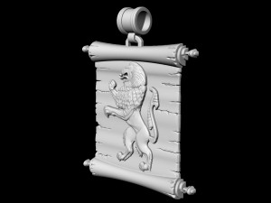 lion-heraldic-with parchment Model do druku 3D