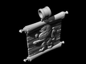 lion-heraldic-with parchment Model do druku 3D