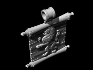 lion-heraldic-with parchment 3D Print Model