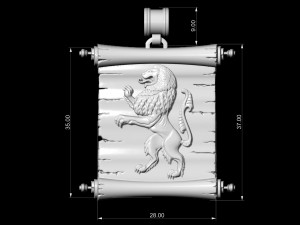 lion-heraldic-with parchment Model do druku 3D