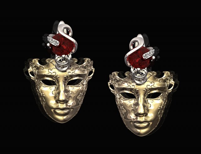 venetian mask earrings 3D प्रिंट मॉडल .c4d .max .obj .3ds .fbx .stl .blend 