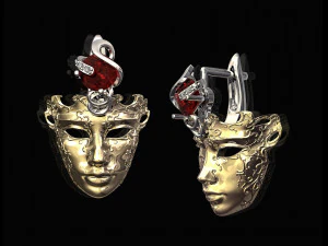 venetian mask earrings 3D Print Model
